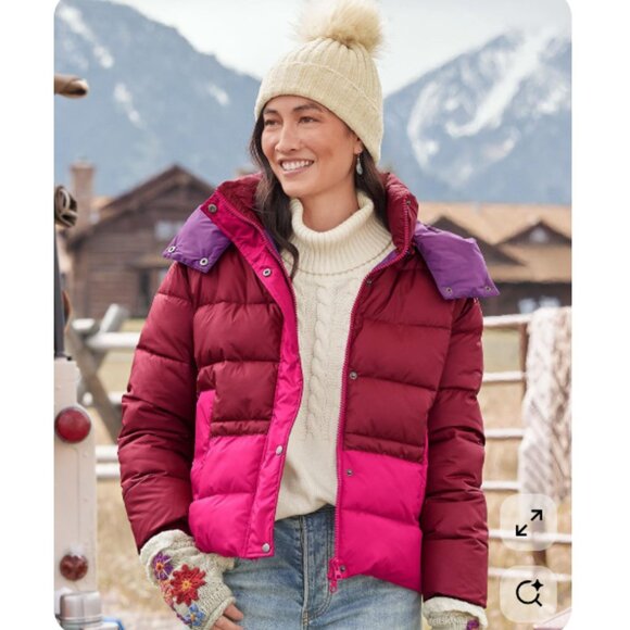 Sundance Minnie Puffer Colorblock Coat NWT Large - Picture 1 of 15